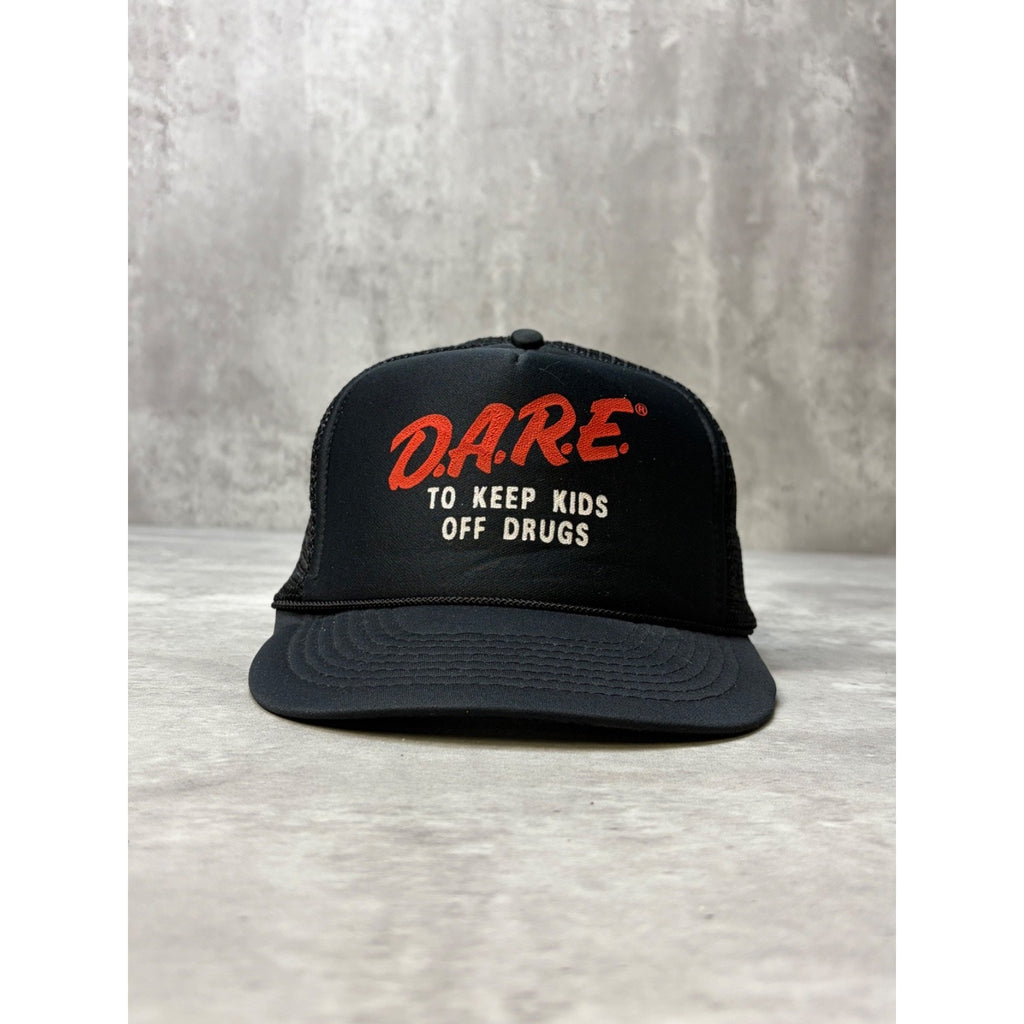 Vintage 80s/90s Dare To Keep Kids Off Drugs Graphic Trucker Snapback Hat OSFA