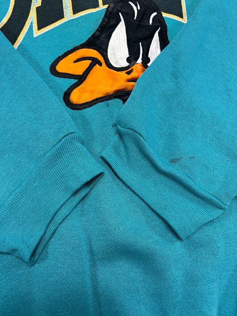 Vintage 1993 Looney Tunes Daffy Spellout Cartoon Character Sweatshirt Size Large