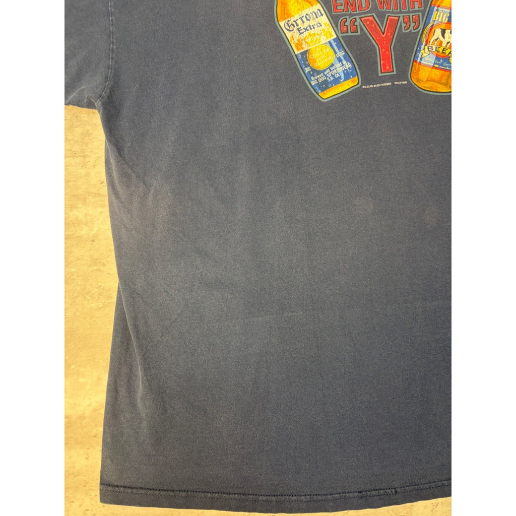 Vintage 2001 Big Dogs Drink Beer On Days That End In Y Slogan T-Shirt Size 3XL