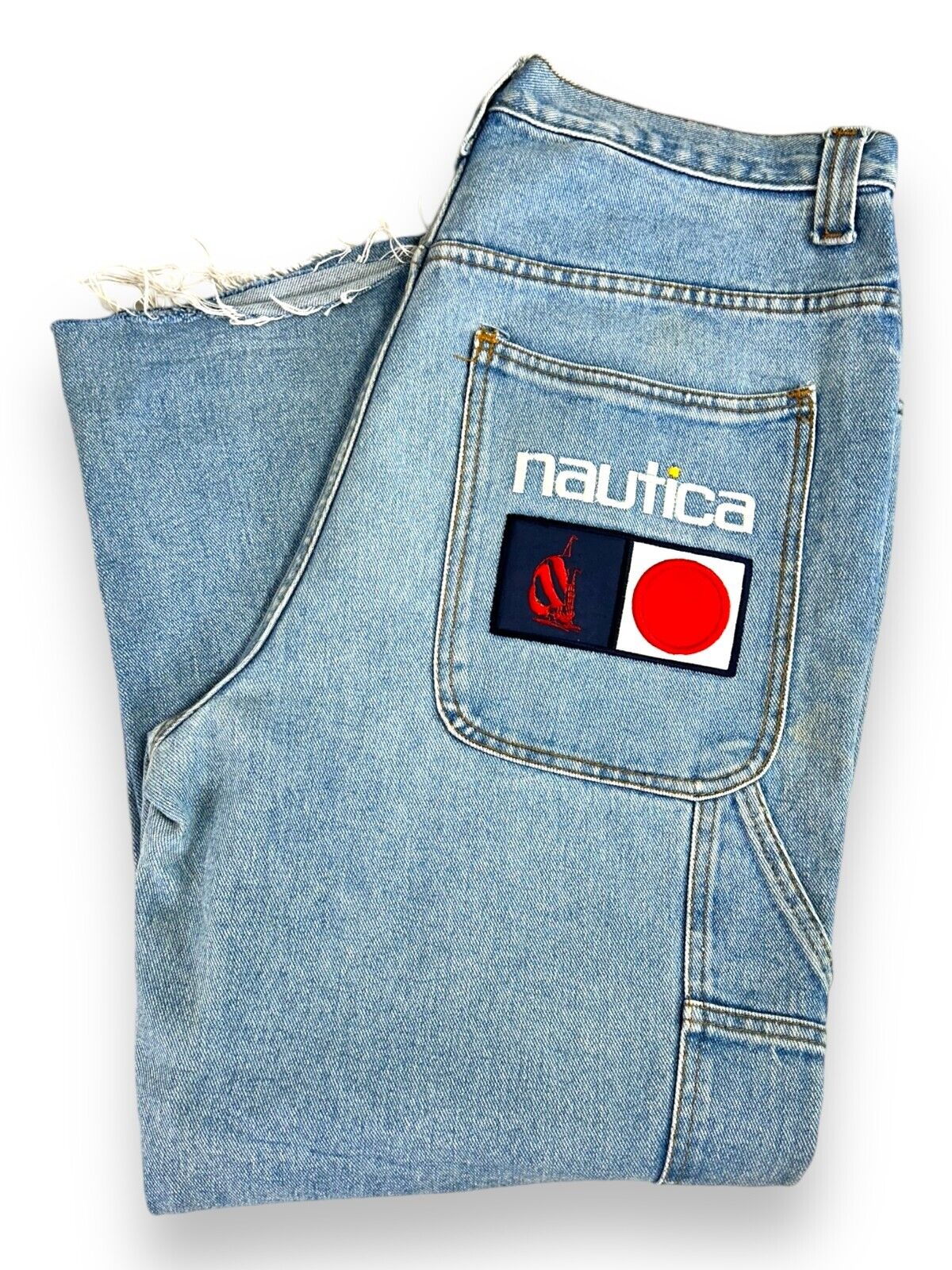 Vintage Nautica Jeans Light Wash Denim Carpenter Pants Size 35W Blue