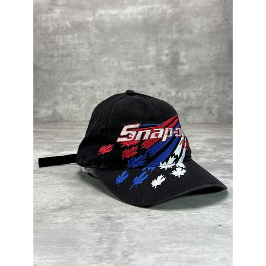 Vintage Snap-On Racing Embroidered Spellout Logo Strapback Hat OSFA Black