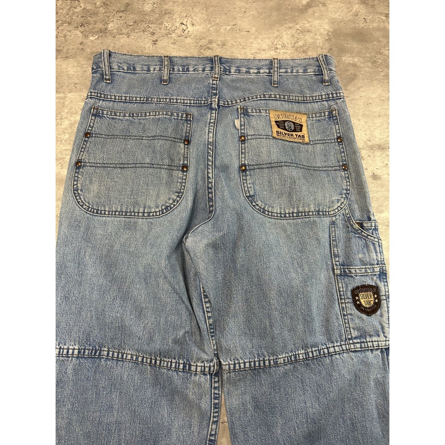 VTG 90s Levis Silver Tab Light Wash Denim Workwear Style Carpenter Pants Size 36