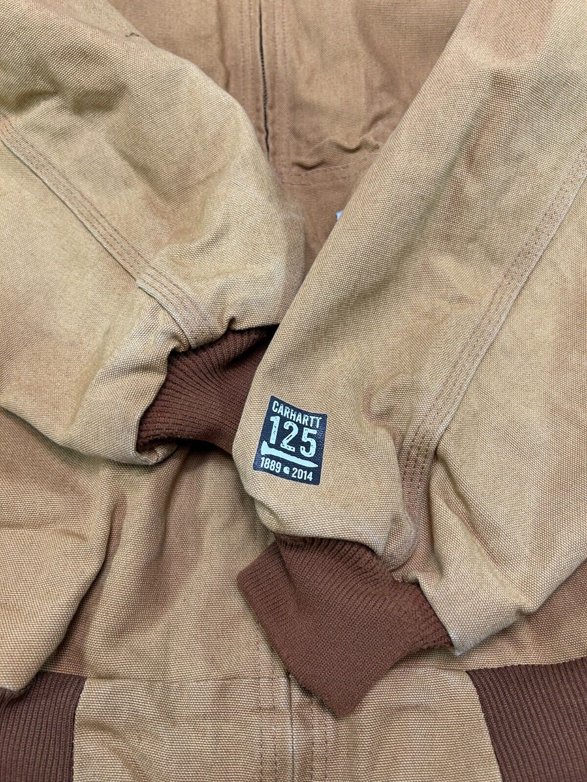 Carhartt Thermal Lined Canvas Workwear Hooded Bomber Jacket Size XL Made In USA