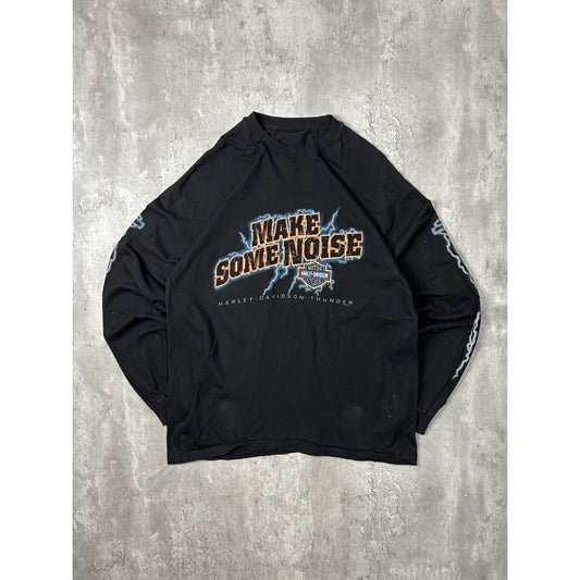 Vintage 2002 Harley Davidson Motorcycles Lightning Long Sleeve T-Shirt XL Black