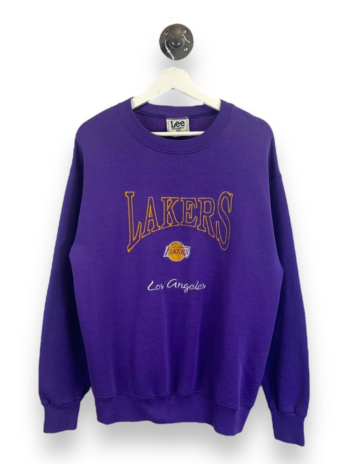 Vintage 90s Los Angeles Lakers NBA Embroidered Spellout Sweatshirt Size Medium