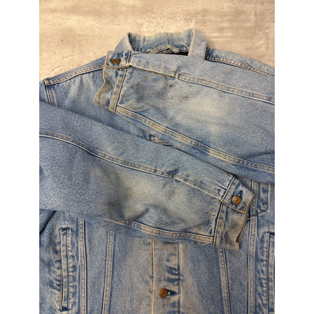 VTG 80s Levis Orange Tab Quilted Lined Medium Wash Denim Trucker Jacket Sz Large