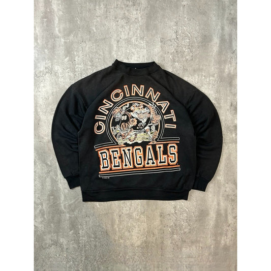 Vintage 1988 Cincinnati Bengals NFL Cartoon Graphic Spellout Sweatshirt Size L
