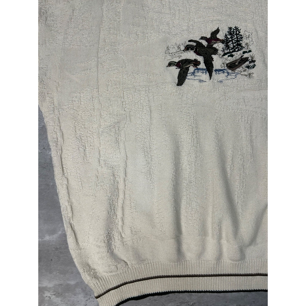 Vintage Creek Falls Duck Embroidered Graphic Nature Knit Sweater Size 2XLT