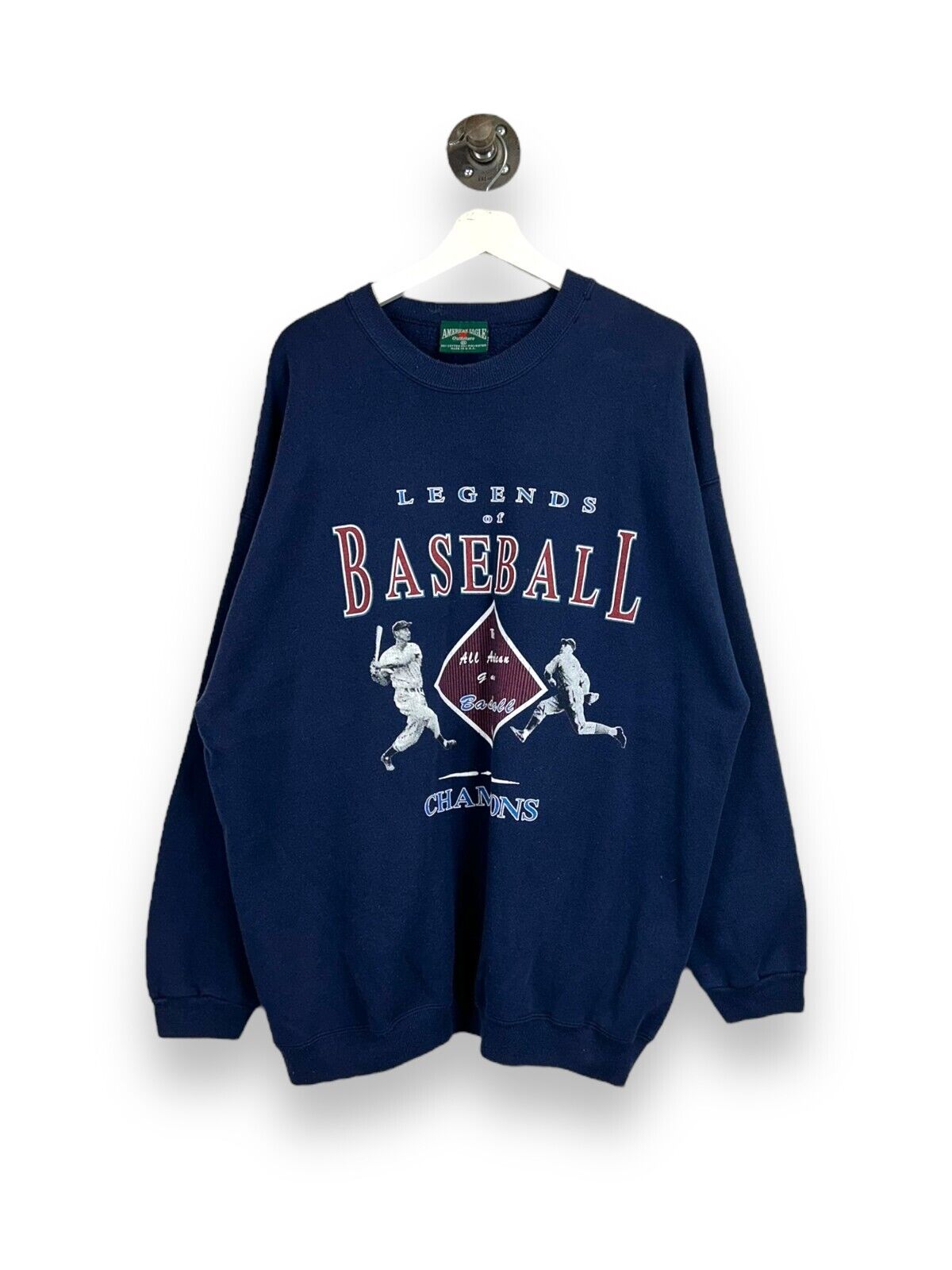 Vintage 90s American Eagle Legends Of Baseball Graphic Sweatshirt Size 2XL