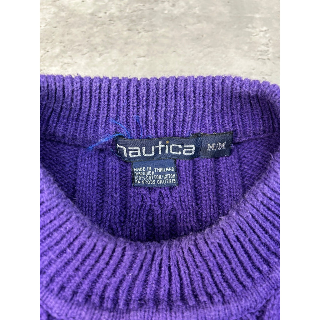 Vintage 90s Nautica Yacht Club Embroidered Pullover Knit Sweater Size Medium