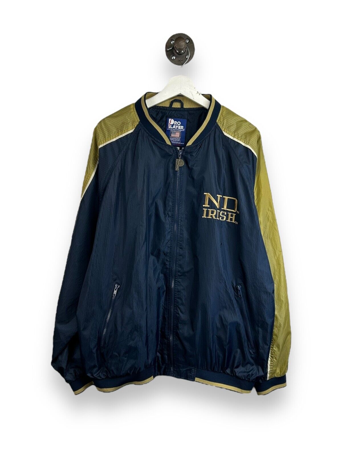 Vintage 90s Notre Dame Fighting Irish NCAA Full Zip Windbreaker Jacket Sz XL