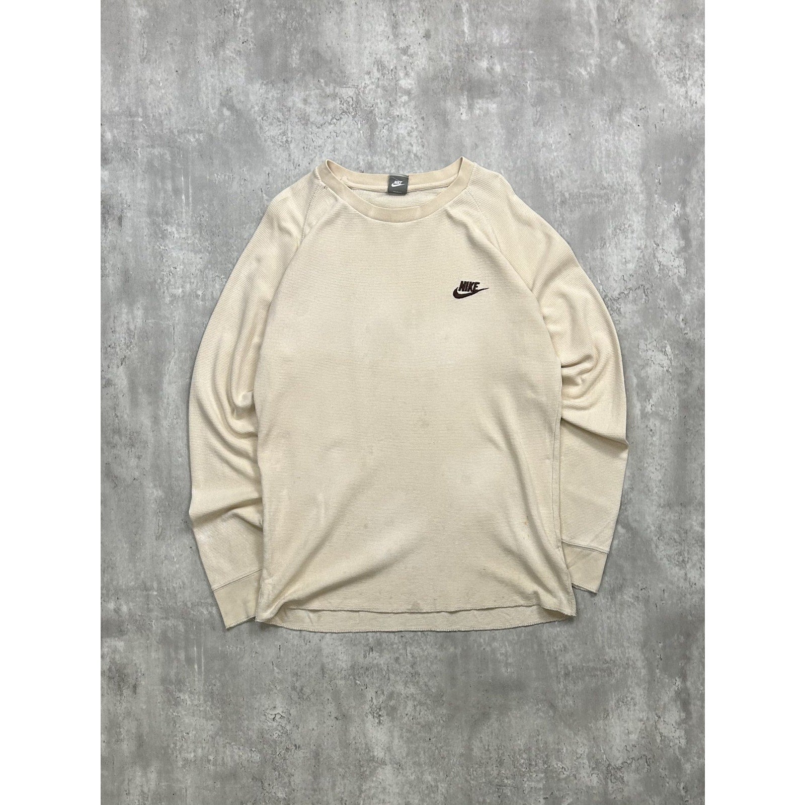 Vintage 2000s Nike Spellout Swoosh Thermal Long Sleeve T-Shirt Size XL