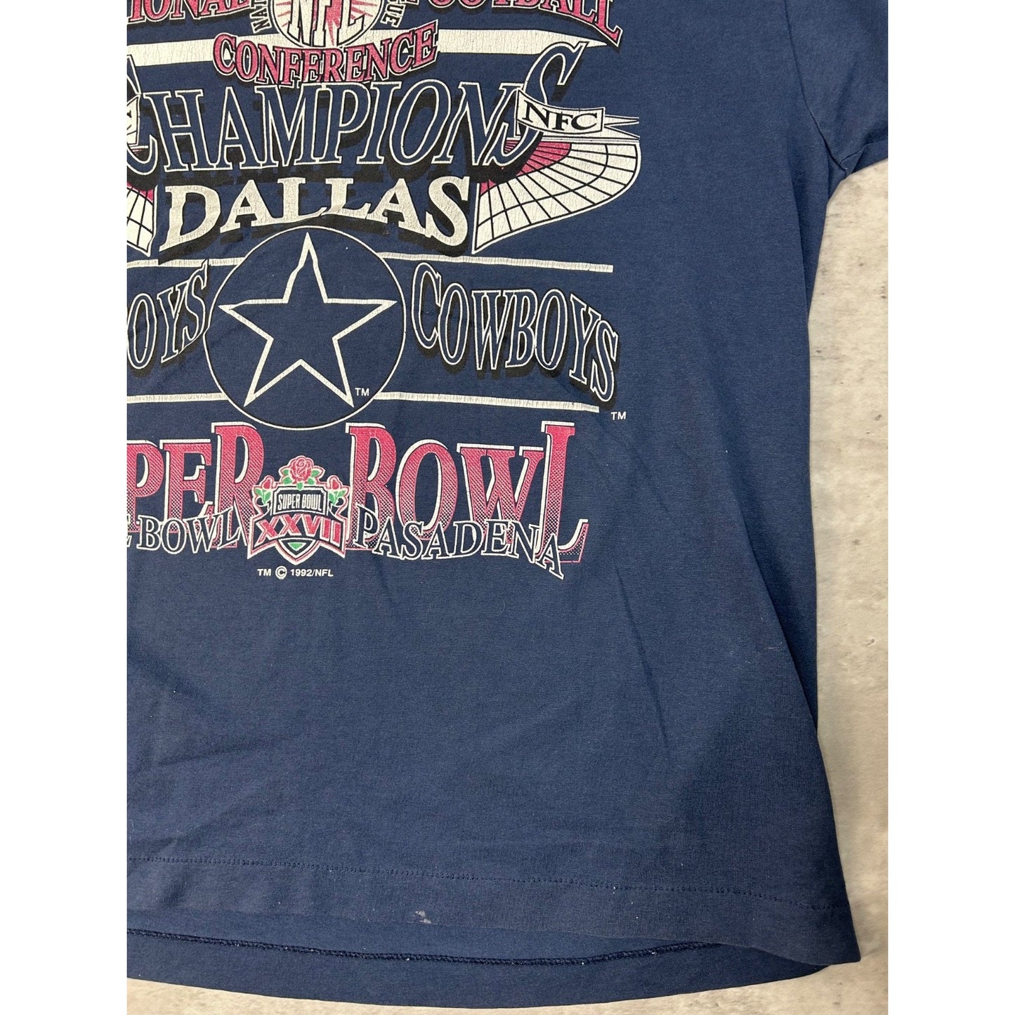 Vintage 1992 Dallas Cowboys NFL Super Bowl Champs T-Shirt Size XL