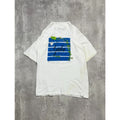 Vintage 90s Aruba Map Spellout Graphic Destination T-Shirt Size Large White