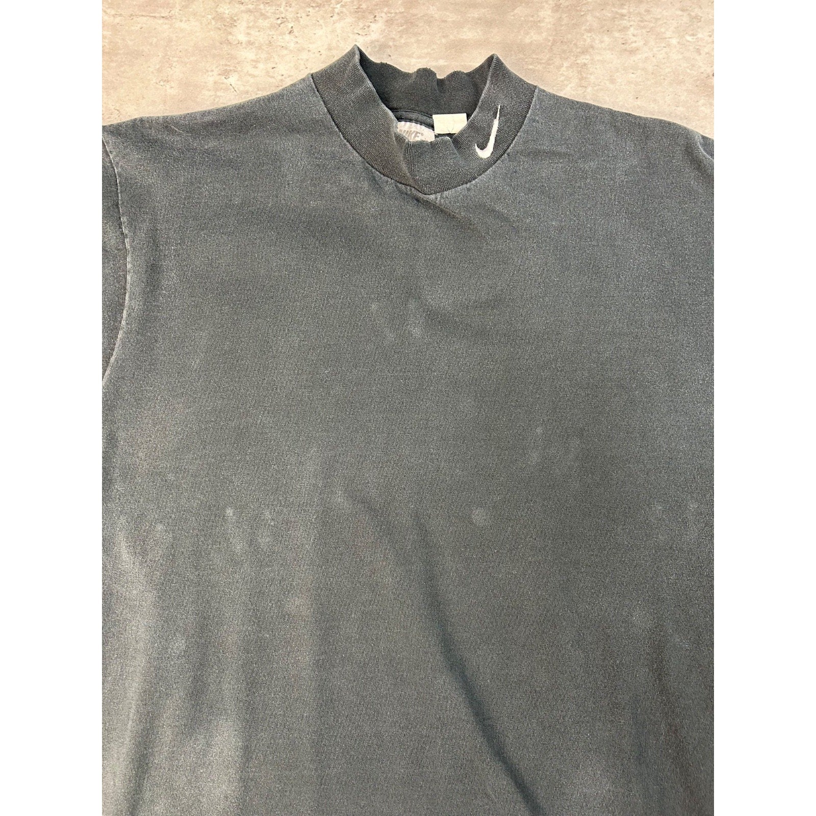 Vintage 90s Nike Embroidered Swoosh Mock Neck Long Sleeve T-Shirt Size Large