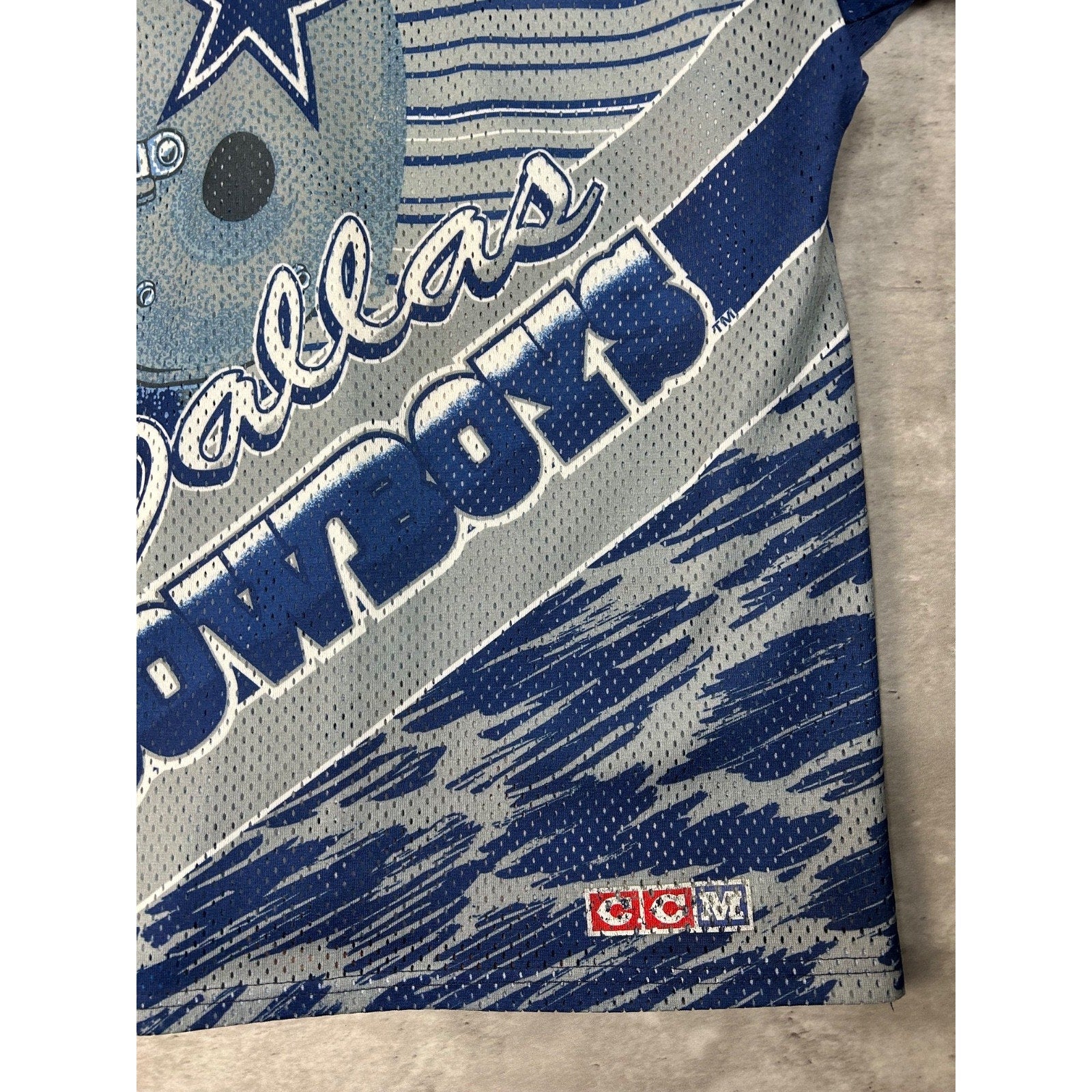Vintage 90s Dallas Cowboys NFL All Over Print CCM Maska Football Jersey Size M