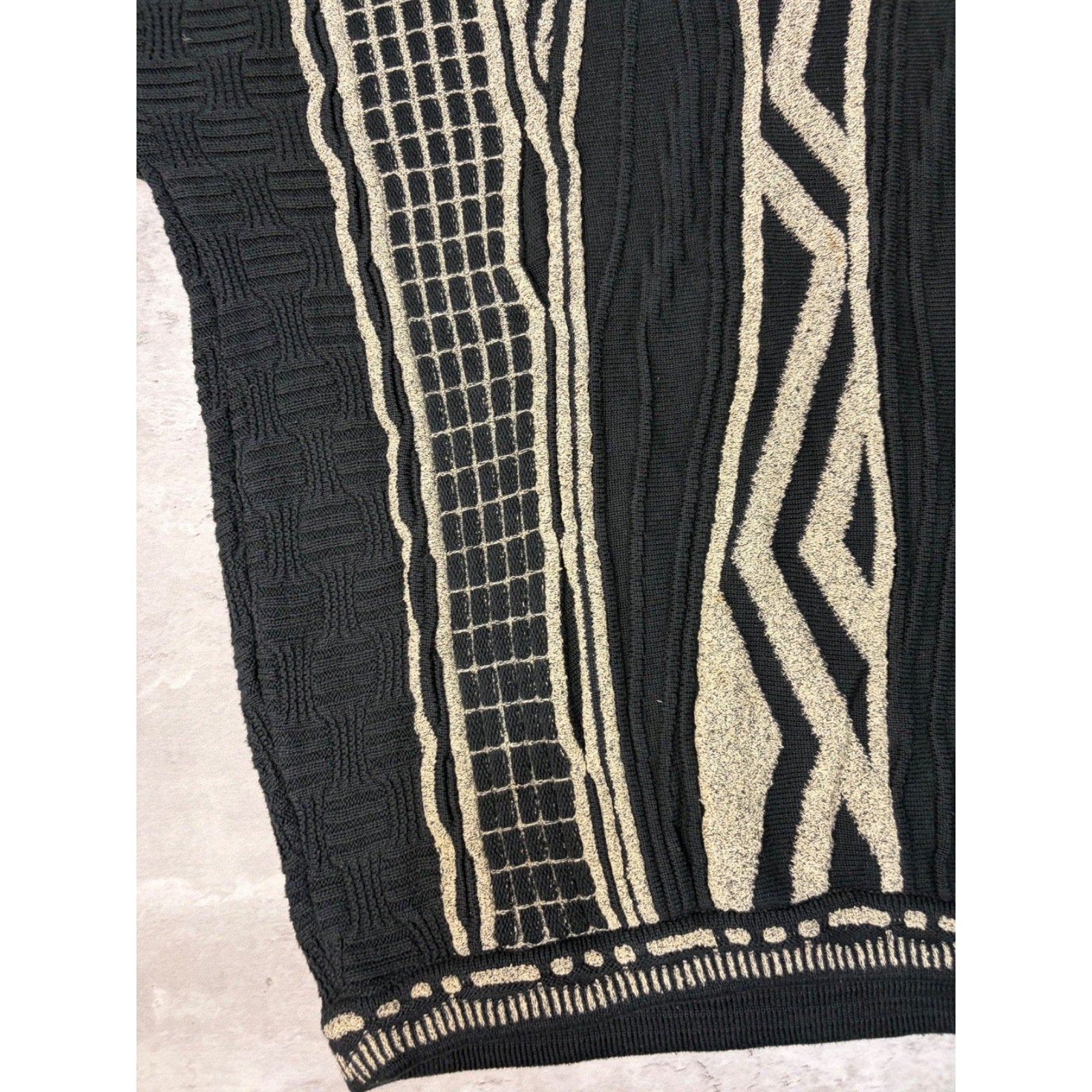 Vintage 90s Tundra 3D Abstract Print Pullover Ribbed Knit Sweater Size XL