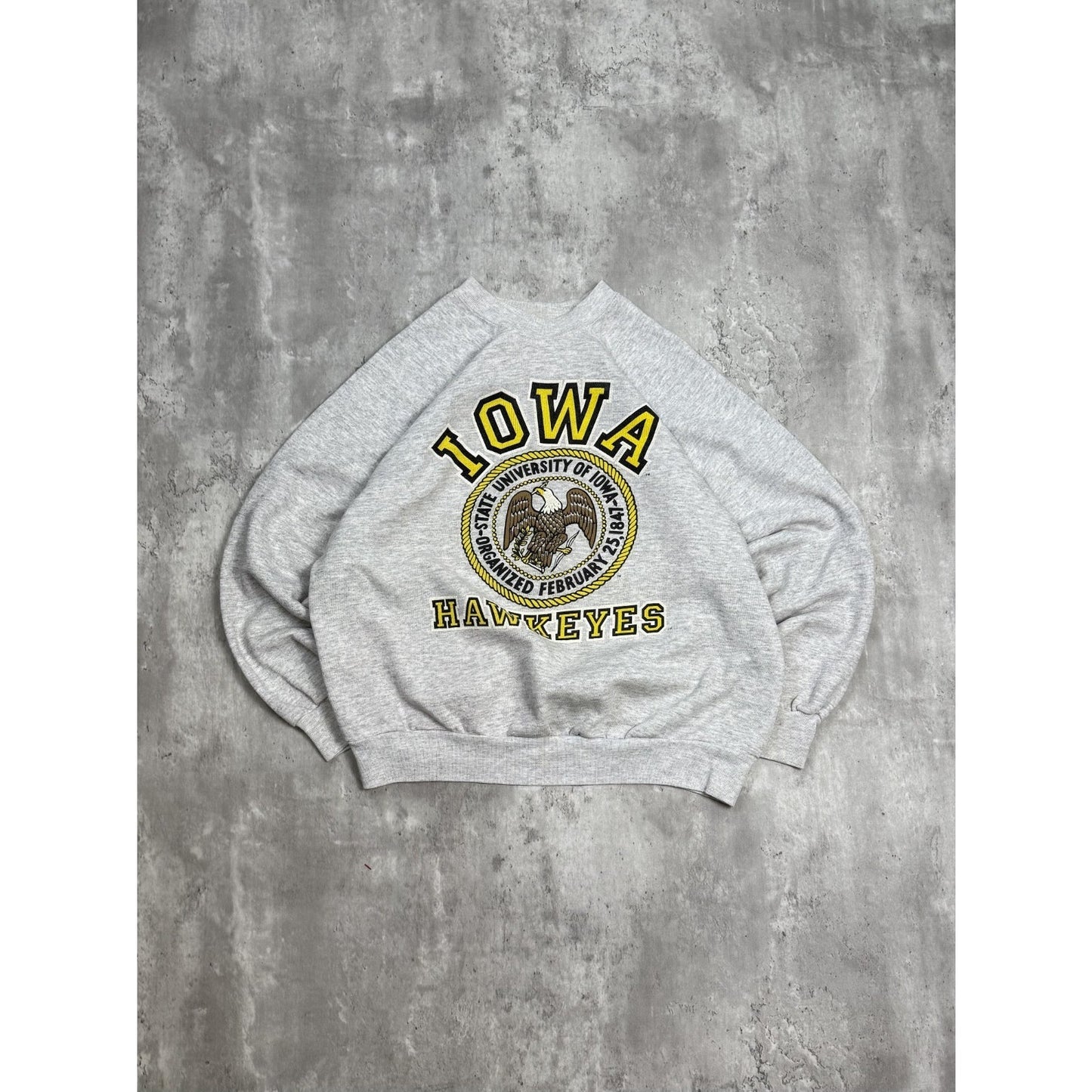 Vintage 90s Iowa Hawkeyes NCAA Collegiate Crest Graphic Sweatshirt Size Medium