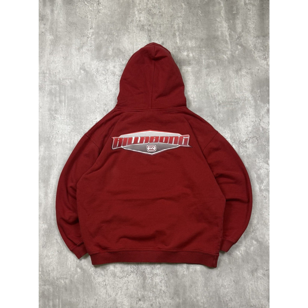 Vintage Y2K Billabong Middle Logo Pullover Hooded Red Sweatshirt Size Large