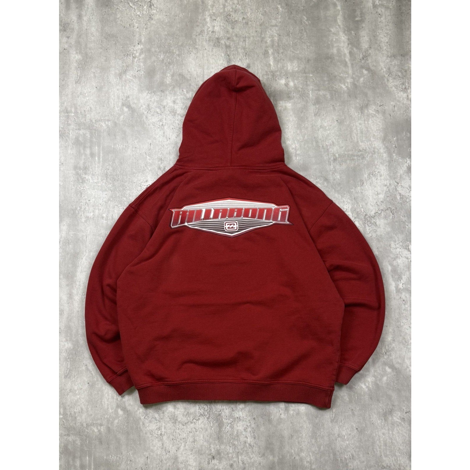 Vintage Y2K Billabong Middle Logo Pullover Hooded Red Sweatshirt Size Large