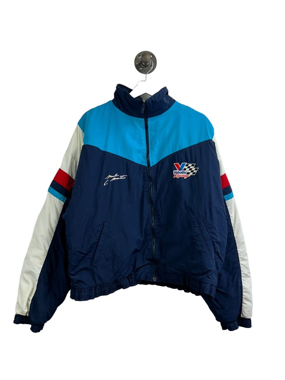 Vintage 90s Mark Martin #6 Valvoline Racing Nascar Nylon Jacket Size Large