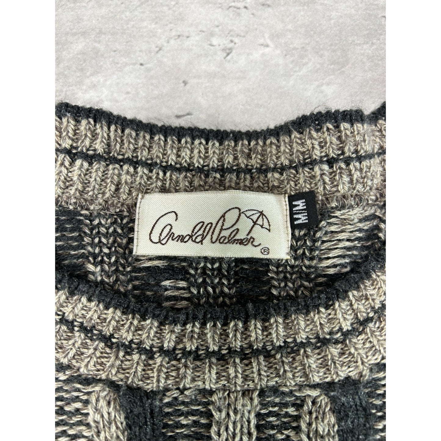 Vintage 90s Arnold Palmer Earth Tone Cable Knit Style Sweater Size Medium