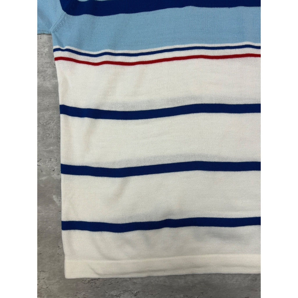 Vintage Y2K South Pole Striped Embroidered Logo Knit T-Shirt Size Large