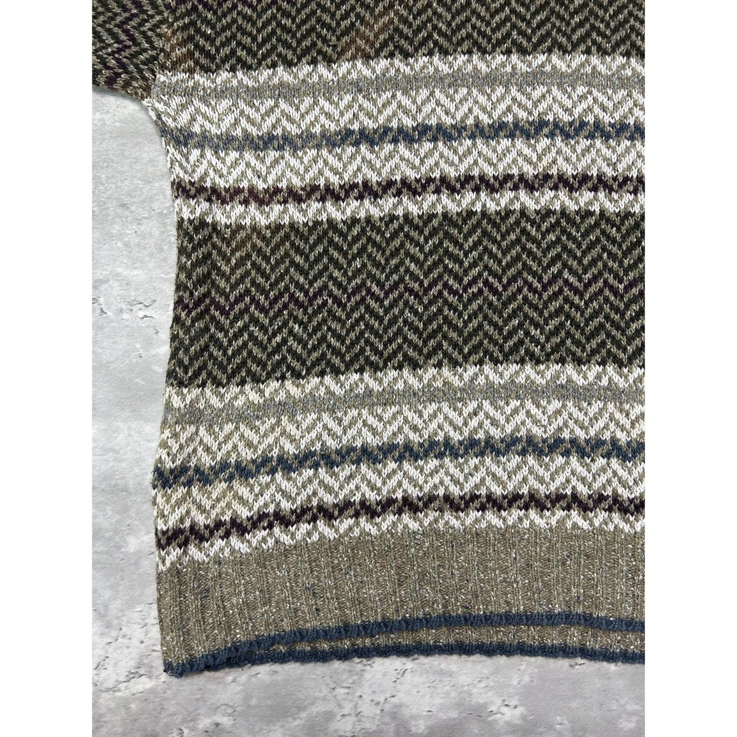 Vintage Jantzen Abstract Striped Earth Tone Pullover Knit Sweater Size Large