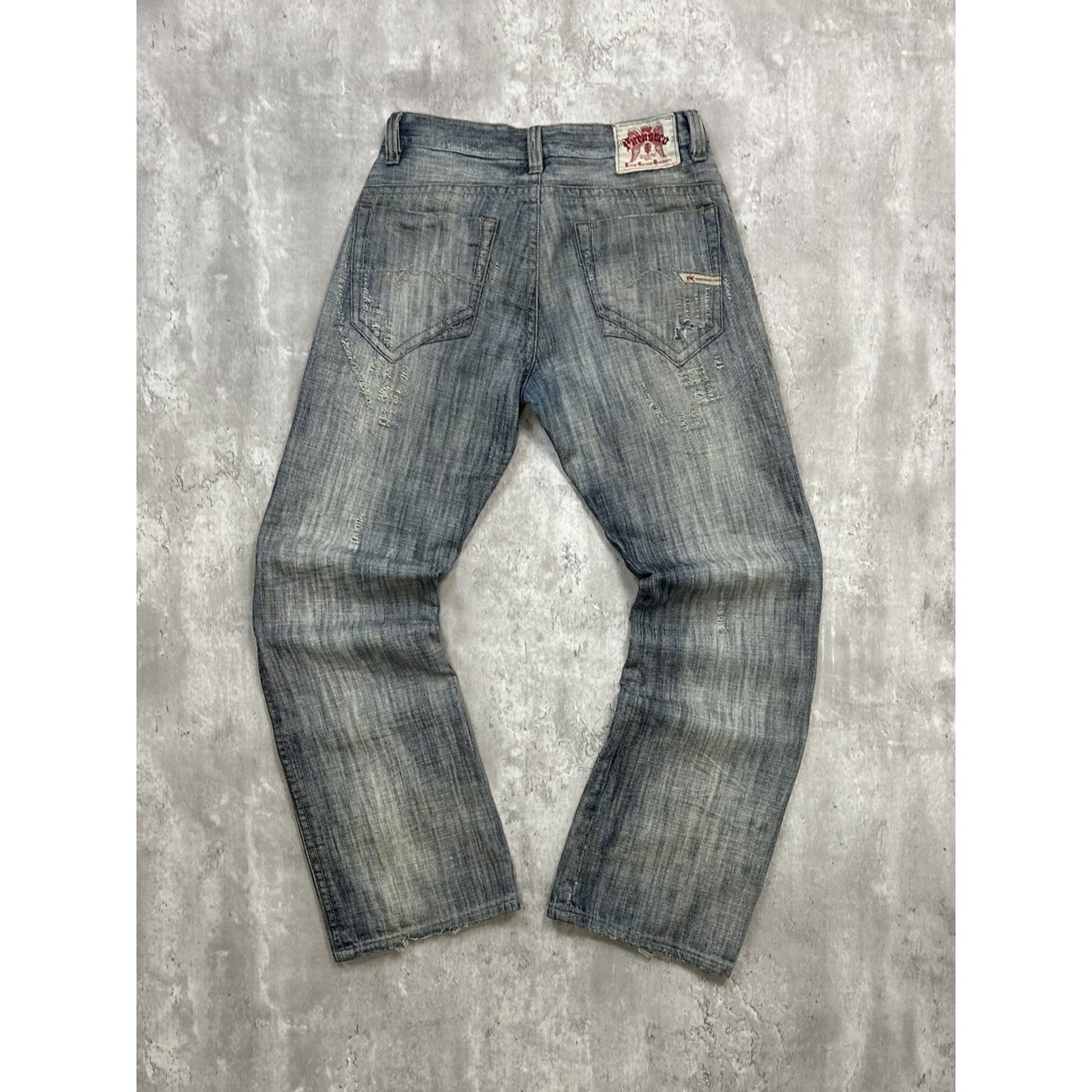 Vintage Y2K Parasuco Distressed Gray Denim Straight Fit Denim Pants Size 33