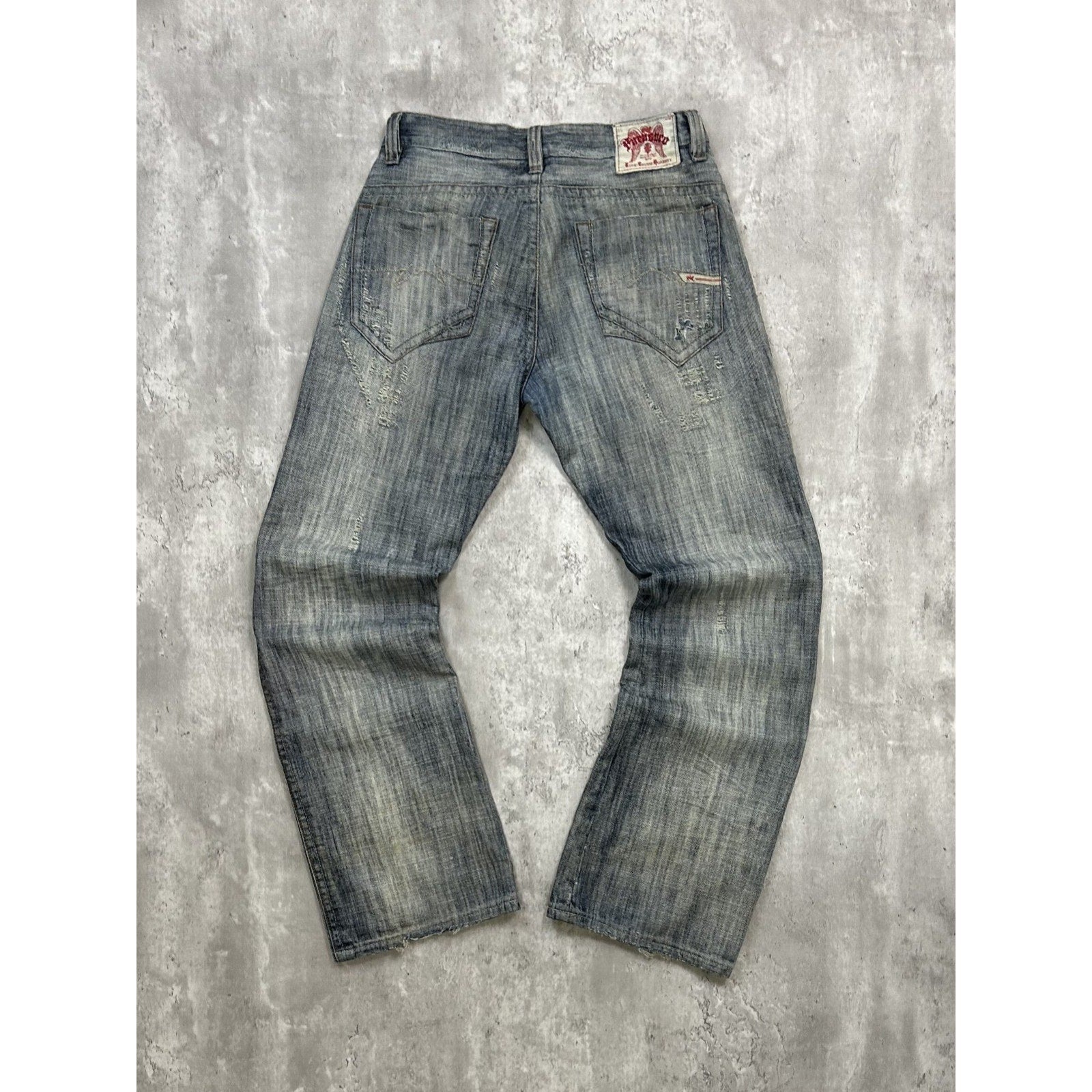 Vintage Y2K Parasuco Distressed Gray Denim Straight Fit Denim Pants Size 33