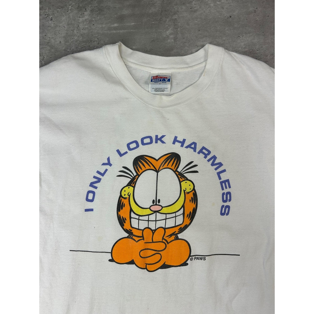 Vintage 90s Garfield I Only Look Harmless Cartoon Character T-Shirt Size Large