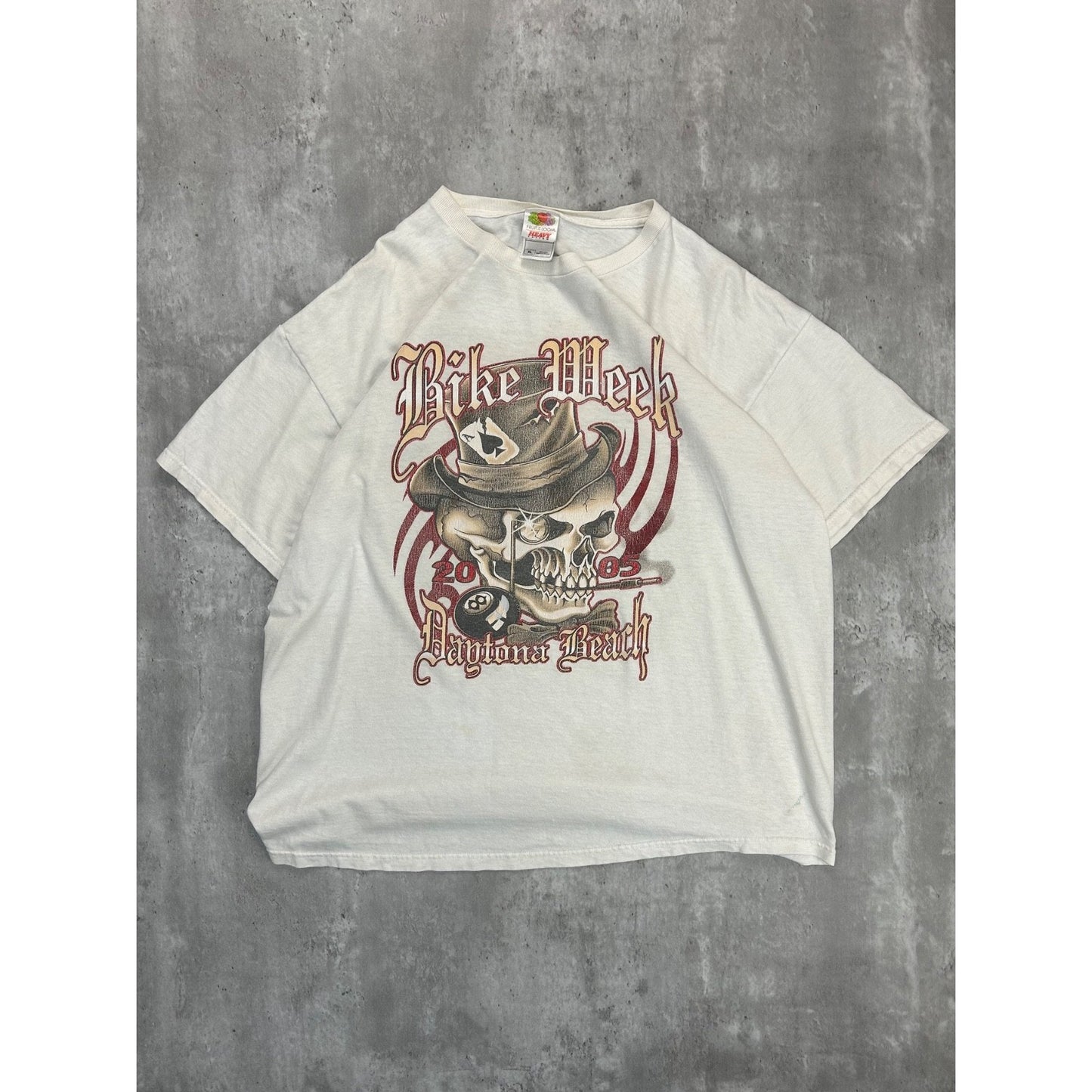 Vintage 2005 Daytona Bike Week Skull Graphic T-Shirt Size XL White