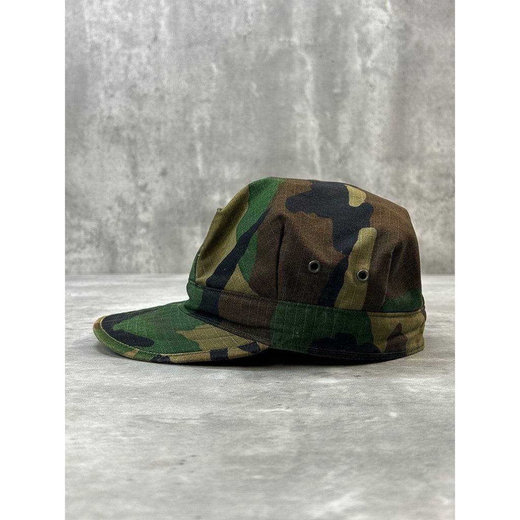 Vintage US Military USMC Graphic Woodland Camo Army Hat