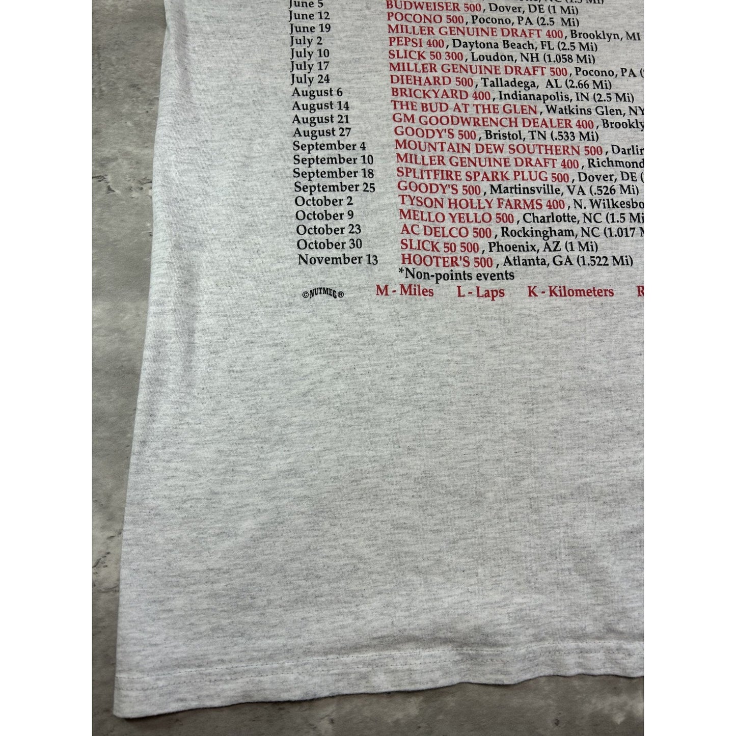 Vintage 1994 Rusty Wallace #2 Nascar Winston Cup Schedule T-Shirt Size Large