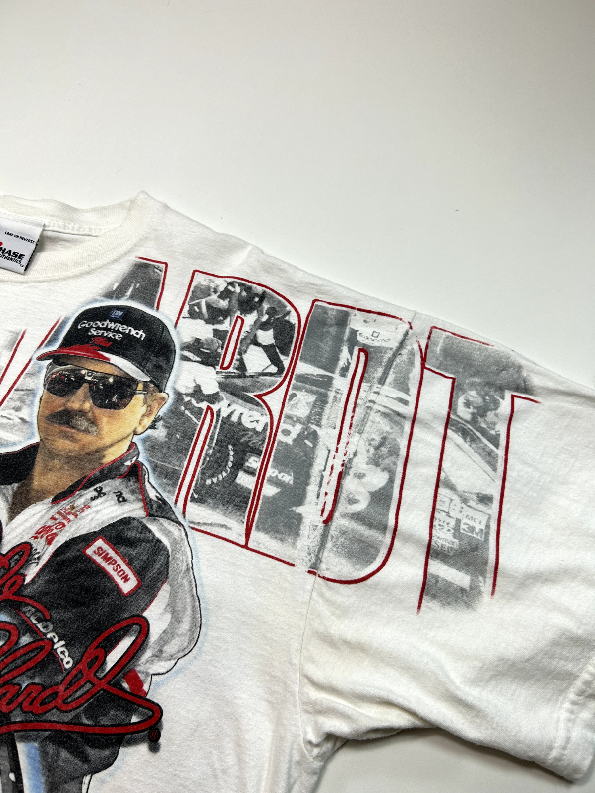 Vintage Dale Earnhardt #3 Man Of Steel Nascar AOP T-Shirt Size XL White