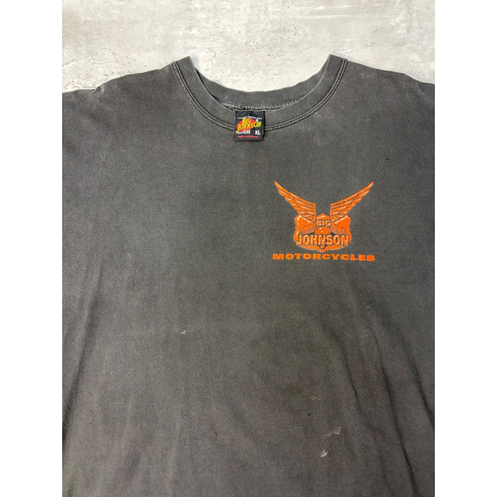 Vintage Big Johnson Motorcycles Spellout Slogan Graphic T-Shirt Size XL