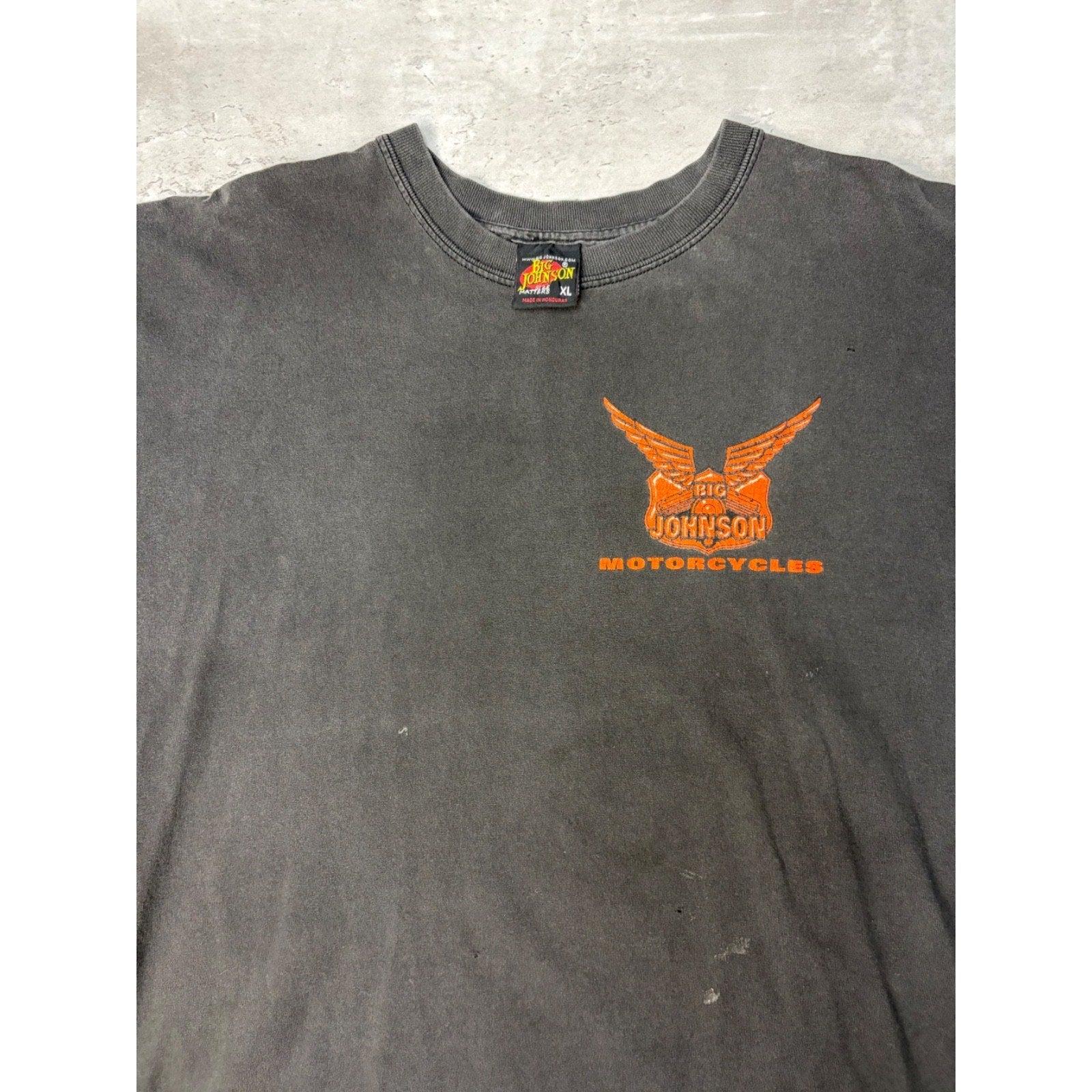 Vintage Big Johnson Motorcycles Spellout Slogan Graphic T-Shirt Size XL