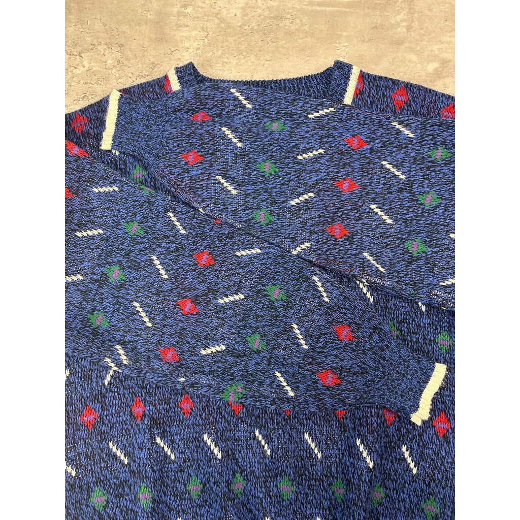 Vintage 90s Van Heusen Abstract Striped Pullover Knit Sweater Size Medium