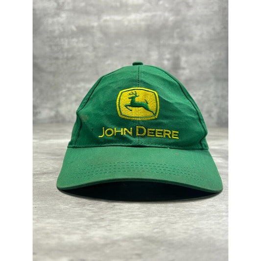 Vintage 90s John Deere Embroidered Logo Snapback Hat OSFA Green