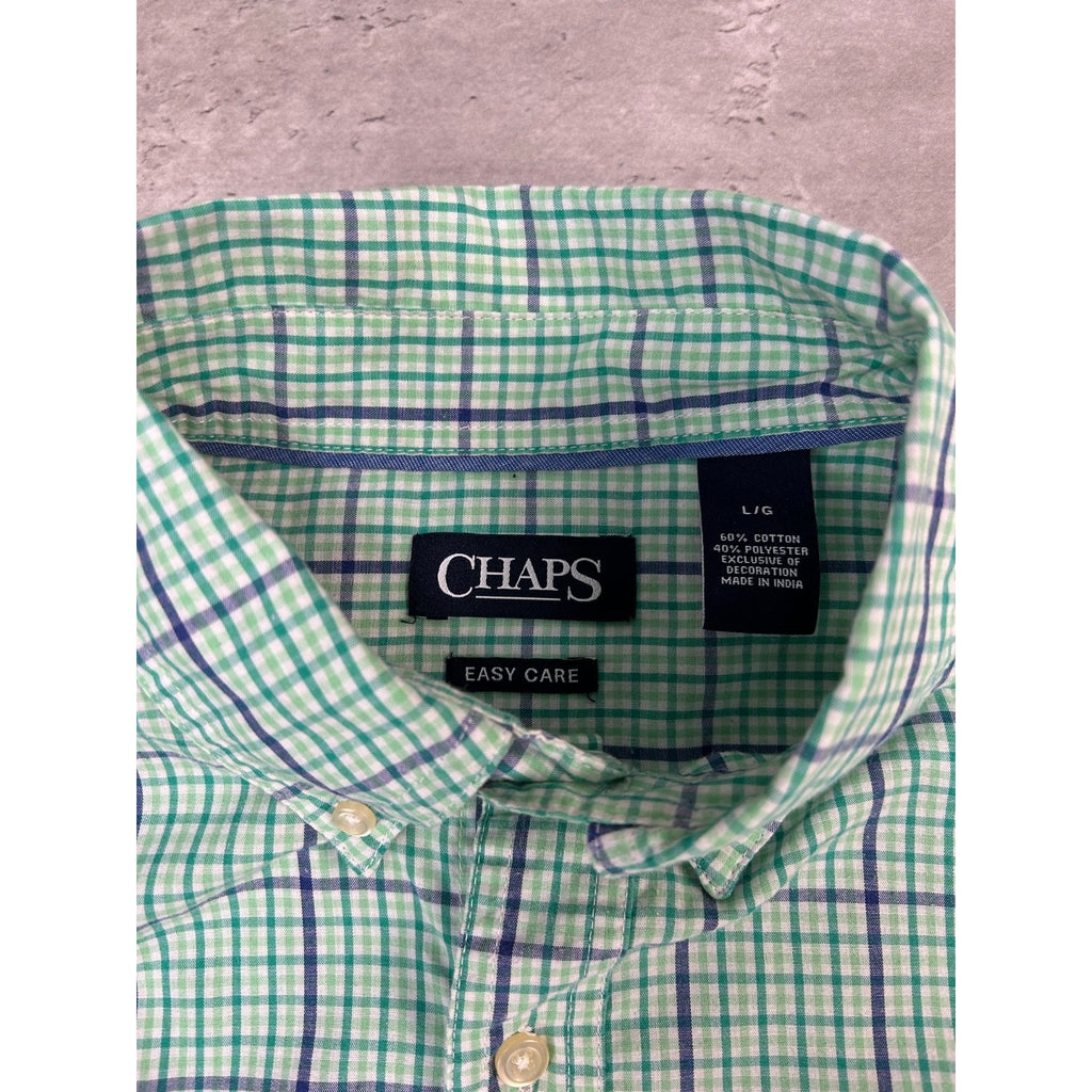 Vintage Chaps Plaid Print Reworked Cropped Long Sleeve Button Up Shirt Sz Large