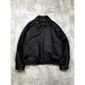 Vintage St. Johns Bay Quilted Lined Full Zip Leather Bomber Jacket Size XL