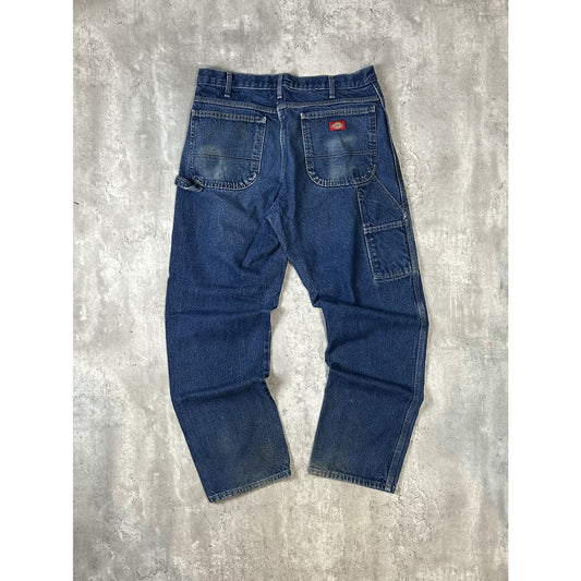 Vintage Dickies Dark Wash Denim Workwear Carpenter Pants Size 36 Blue