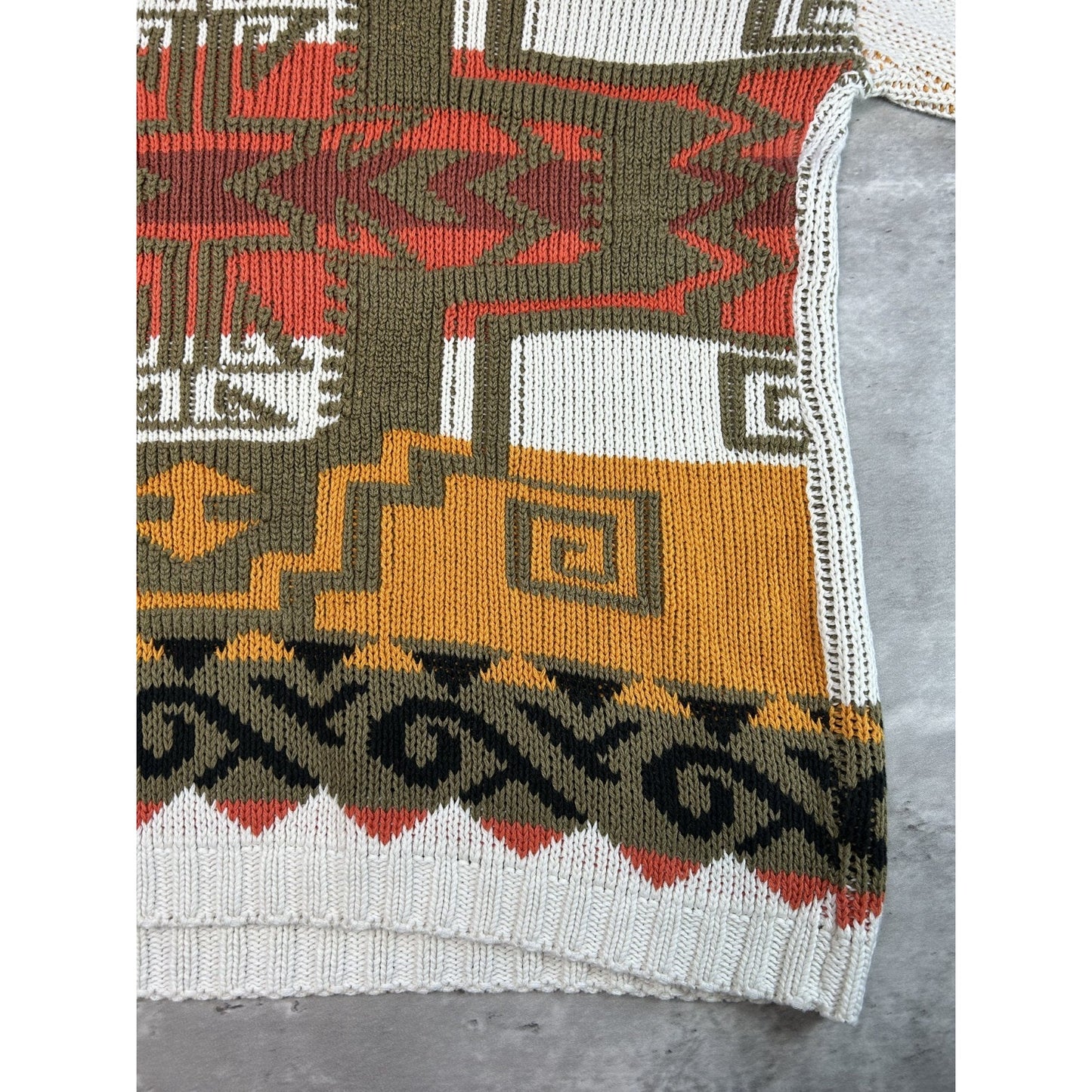 Vintage 80s/90s Hunt Club Aztec Print Pullover Ribbed Knit Sweater Size Small