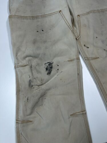 Carhartt Beige Work Wear Style Canvas Double Knee Carpenter Pants Size 35W