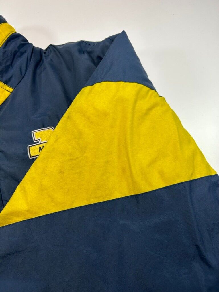 Vintage 90s Michigan Wolverines NCAA Insulated Full Zip Chalk Line Jacket Large