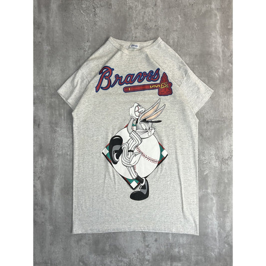 Vintage 90s Atlanta Braves MLB Looney Tunes Bugs Bunny Long T-Shirt Size XL