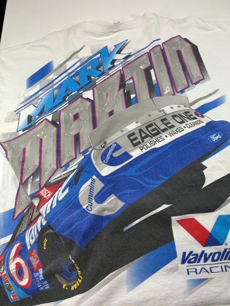 Vintage 90s Mark Martin #6 Man Of Iron Nascar Racing AOP T-Shirt Size 2XL