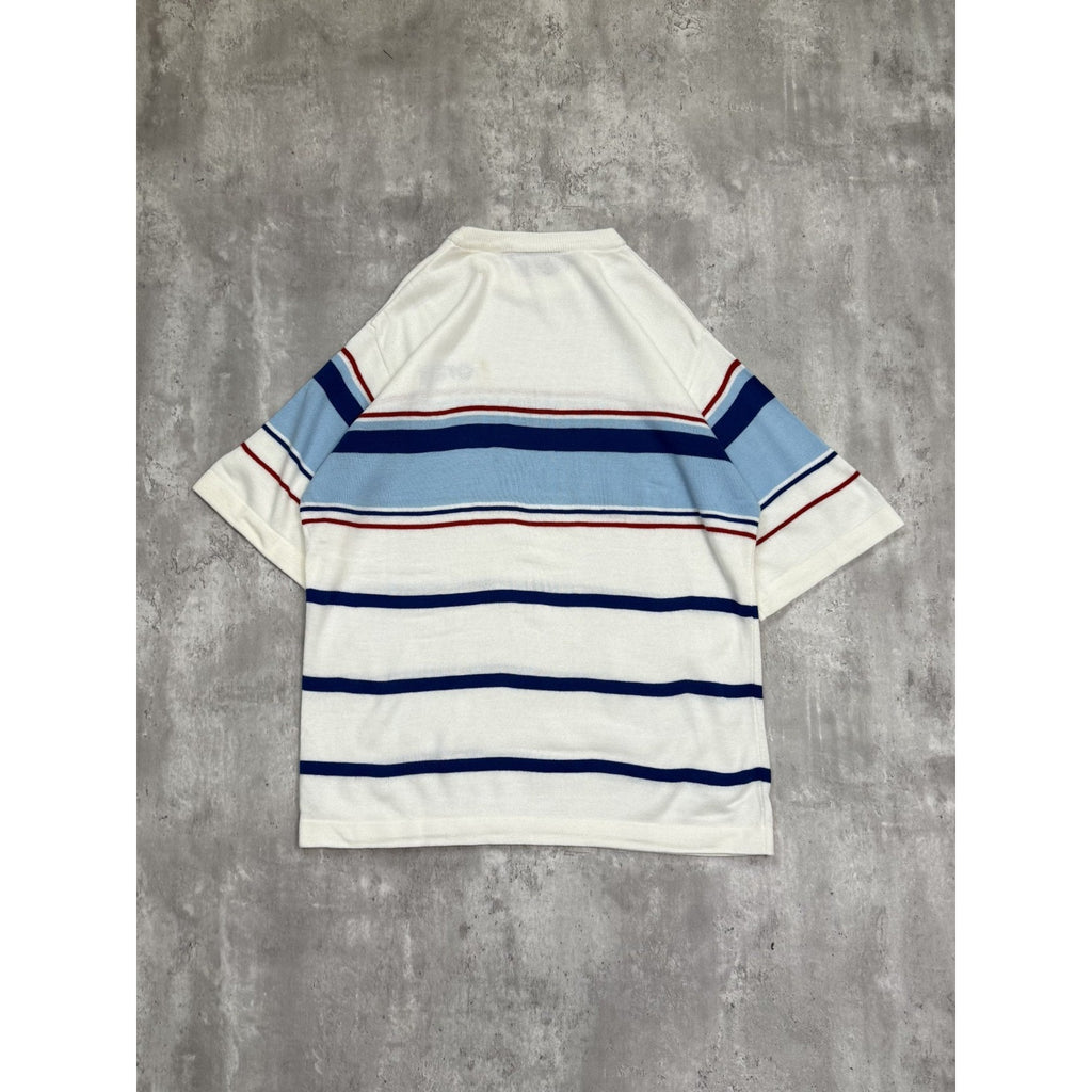 Vintage Y2K South Pole Striped Embroidered Logo Knit T-Shirt Size Large