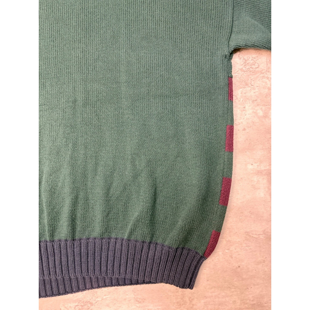 Vintage IZOD Four Panel Textured Pullover Ribbed Knit Sweater Size Large