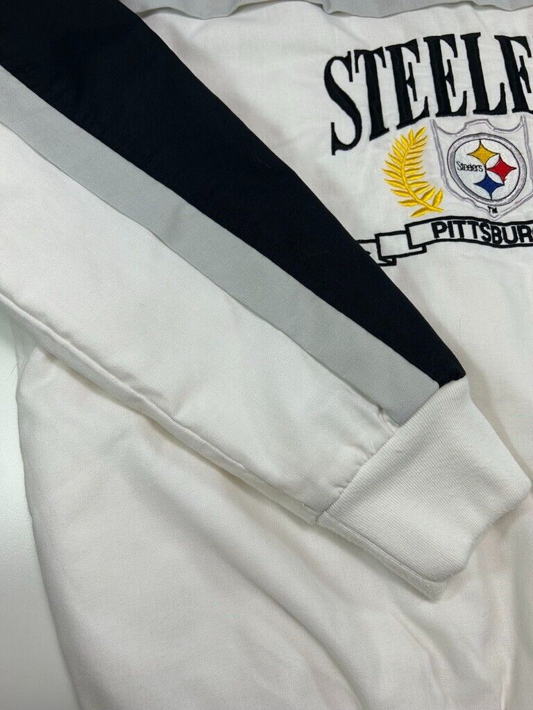 Vintage 90s Pittsburgh Steelers NFL Quilted Lined Graphic Sweatshirt Size Large